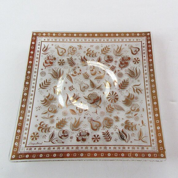 Vintage Georges Briard 22K Gold glass Tray Persian Garden pattern 9 3/4" - Picture 2 of 11